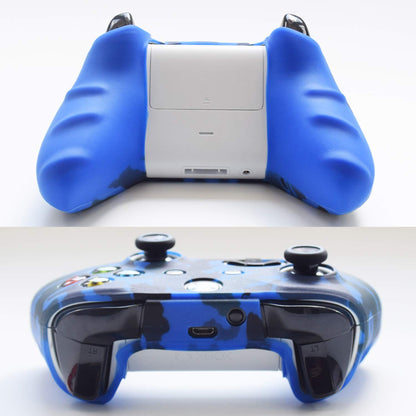 Hikfly Silicone Gel Controller Cover for Xbox One/S/X - 2 Camouflage Covers & 8 Thumb Grip Caps - Blue/Red
