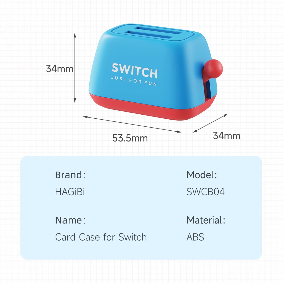 Hagibis Switch Game Case Holder - Portable Toaster Storage for 2 Nintendo Switch Game Cartridges - Red, Model SWCB04