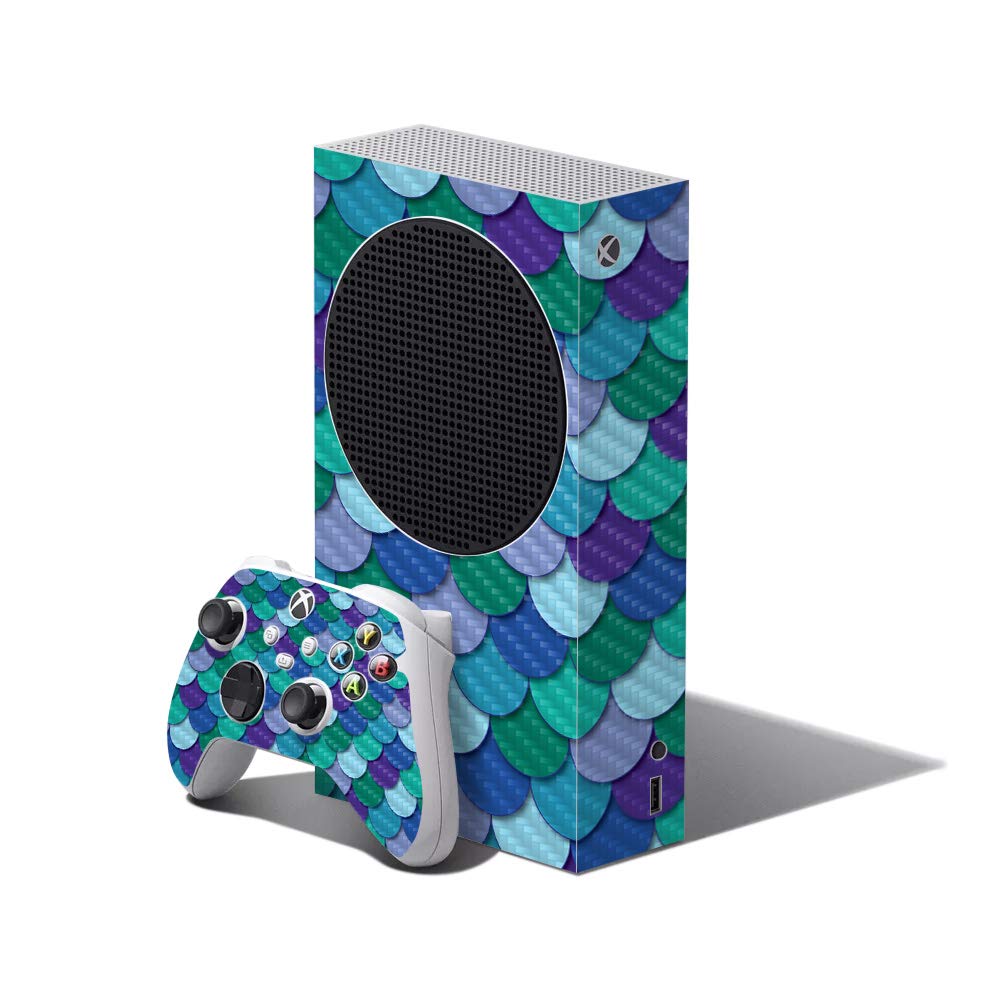 MIGHTY SKINS Carbon Fiber Skin Compatible with Xbox Series S Bundle - Blue Scales | Protective  Durable Textured Carbon Fiber Finish | Easy to Apply and Change Styles | Made in The USA