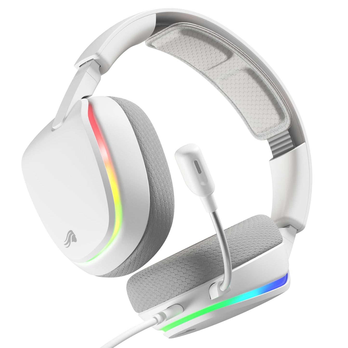 GLORIOUS GHS Eternal RGB - Stereo RGB Gaming Headset for PC  PS5  PS4  Switch - Custom Tuned Angled Drivers  Adjustable Crystal Clear Detachable Mic  USB-C - Durable  All Day/Night Comfort - White