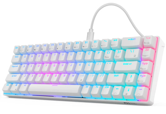 RK ROYAL KLUDGE RK68 Wired 65% Mechanical Keyboard  RGB Backlit Ultra-Compact 60% Layout 68 Keys Gaming Keyboard  Hot Swappable Keyboard with Stand-Alone Arrow/Control Keys  Red Switch White
