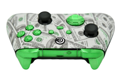 Custom Controllerzz Wireless Controller for Xbox Series X/S & PC - Money & Green Chrome Inserts