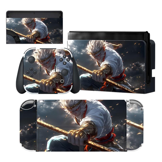 PlayVital for Nintendo Switch OLED Skins Full Set - No-Residue Protective Vinyl Decal Wrap Sticker for Switch OLED Console  Dock  Joycon & Hand Grips - Sage Wukong