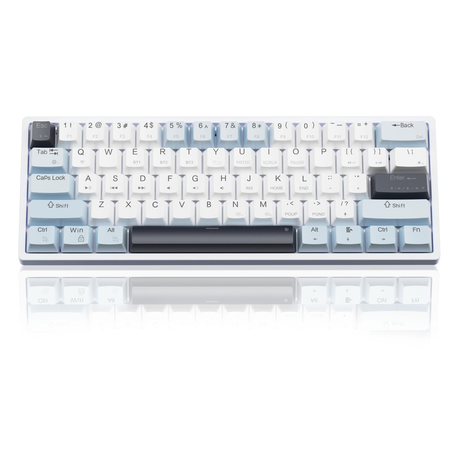 SOLAKAKA SK961 Wireless Mechanical Keyboard with RGB Backlight Tri-Mode Bluetooth/Wired/2.4GHz Wireless 60 Percent Keyboard Programmable Wireless Gaming Keyboard Red Switch  1-whiteblue-redswitch