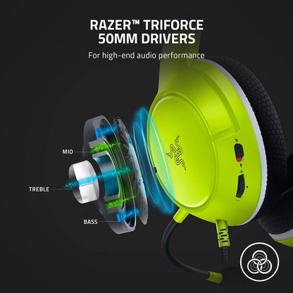 Razer Kaira X Wired Headset - Triforce 50mm Drivers, HyperClear Mic, Lime, Model RZ04-03970600-R3U1 - Compatible with Xbox & PC