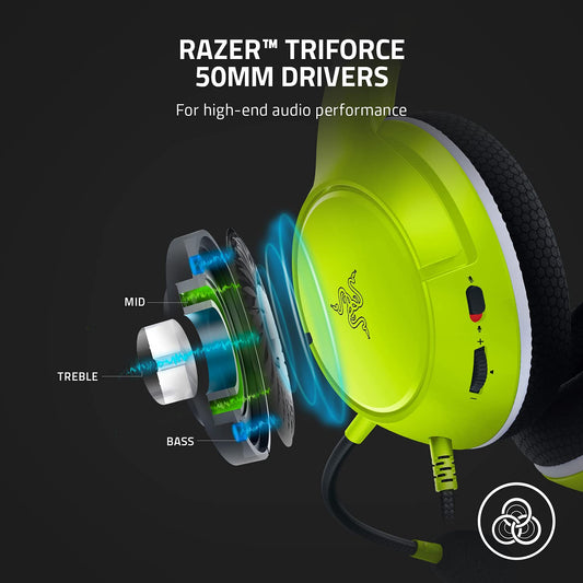 Razer Kaira X Wired Headset - Triforce 50mm Drivers, HyperClear Mic, Lime, Model RZ04-03970600-R3U1 - Compatible with Xbox & PC