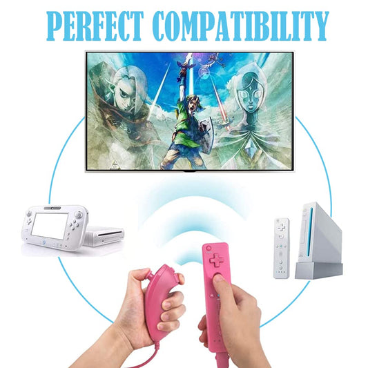 Tevodo Wii Remote Controller - 2 Pack Wireless Compatible with Wii/Wii U - Pink and Blue