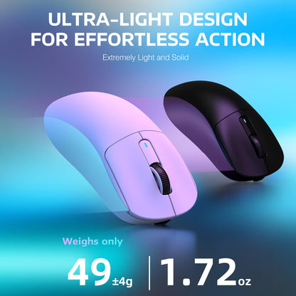 MANBASNAKE ATTACK SHARK X3 Wireless Gaming Mouse - 49g Ergonomic, 26K DPI, 200h Battery Life, White