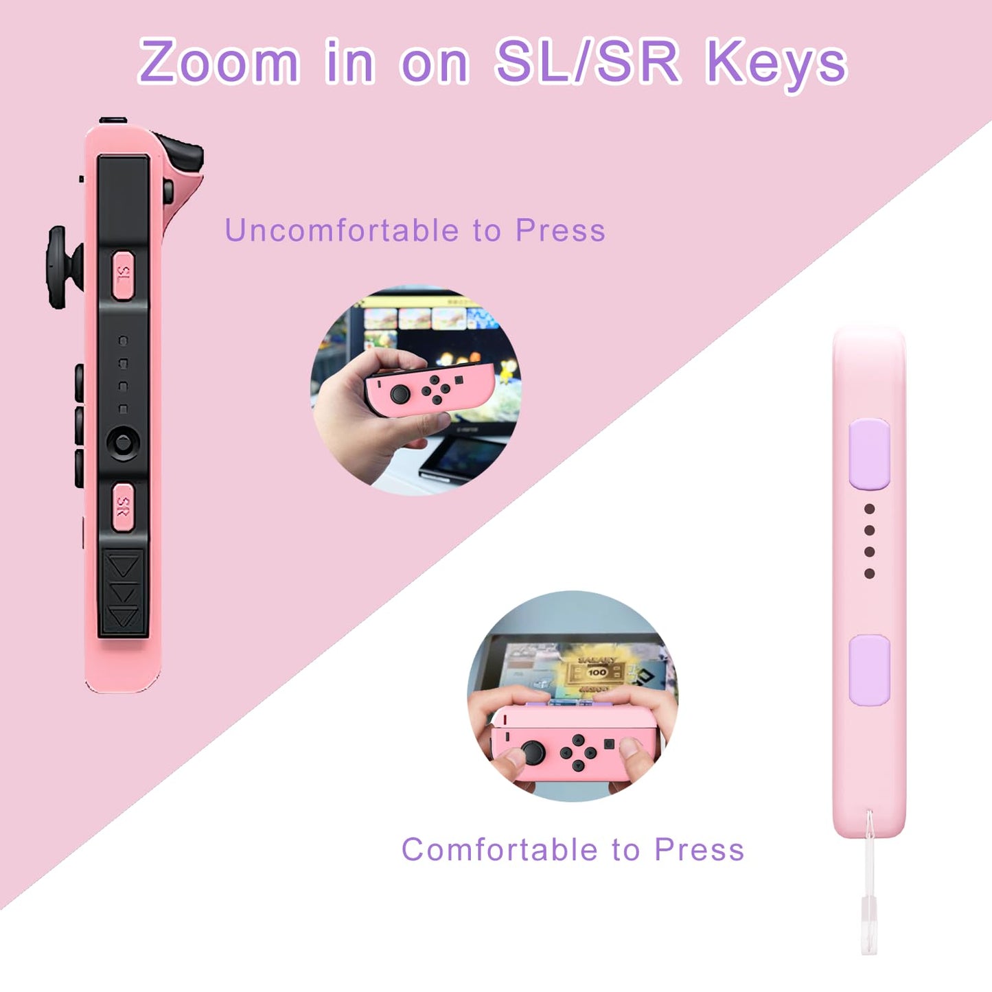 Lonxmovs Joycon Wrist Straps - 2 Pack Replacement Accessories, Pink and Purple Color