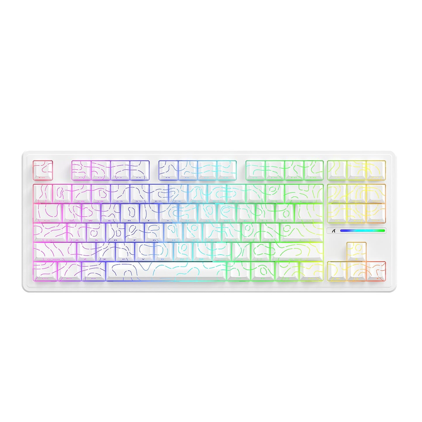 ATTACK SHARK M87 PRO Wireless Mechanical Gaming Keyboard Hot Swappable Gasket RGB Custom Keyboard Linear Switch&Side Printed PBT Keycaps BT5.0/2.4Ghz/Type-C 5000mAh Battery for Win Mac(White Contour)