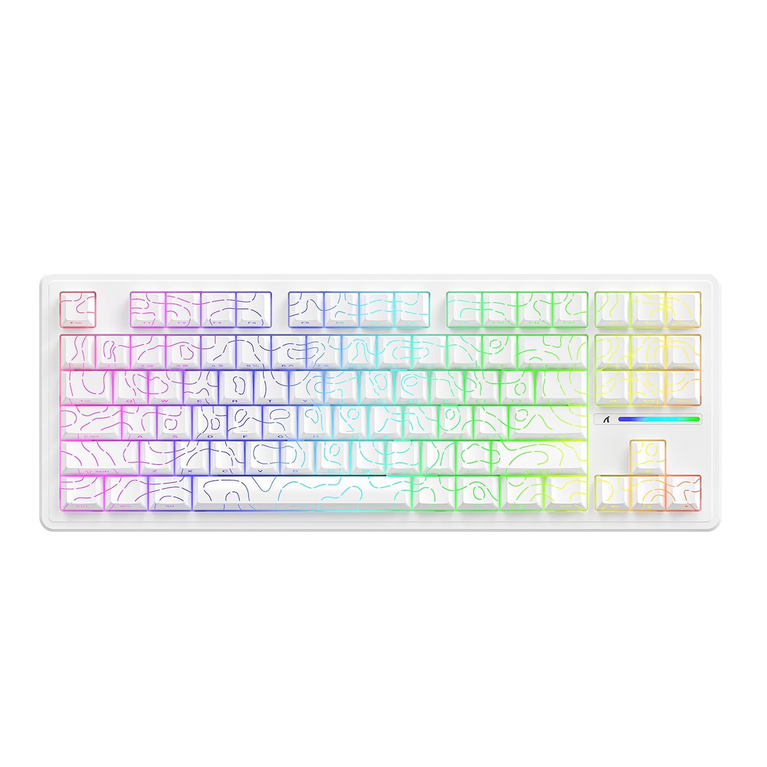 ATTACK SHARK M87 PRO Wireless Mechanical Gaming Keyboard Hot Swappable Gasket RGB Custom Keyboard Linear Switch&Side Printed PBT Keycaps BT5.0/2.4Ghz/Type-C 5000mAh Battery for Win Mac(White Contour)
