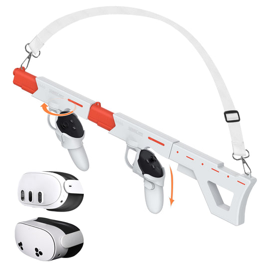 AIJUNCT UPGRADED Gunstock for Meta Quest 3  Quest 3S  Rifle-Like or Dual-Pistol Handle VR Gun Stock Quest3 VR Games Accessories Connect to Touch Controller  Real Game Feeling