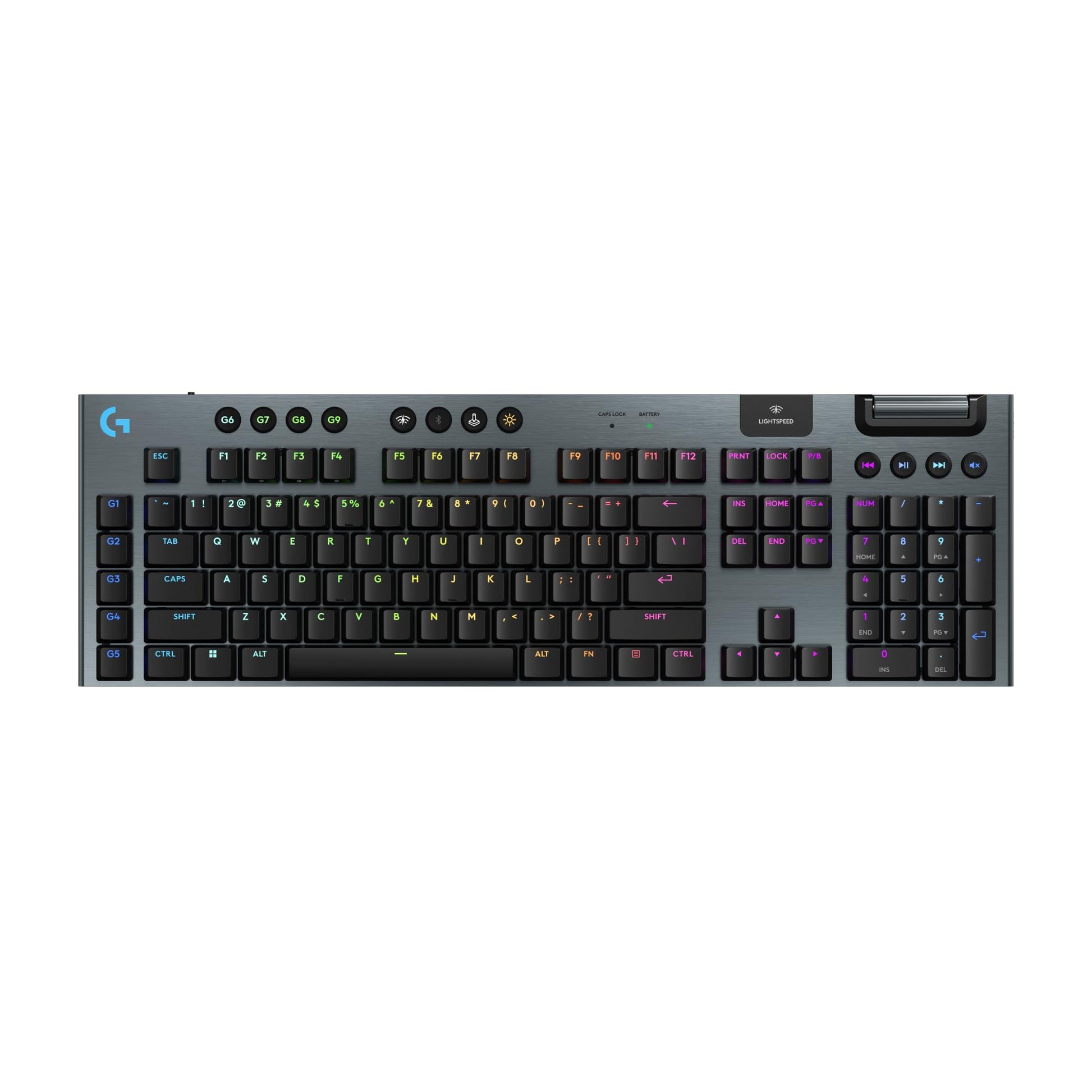 Logitech G915 X Lightspeed Wireless Mechanical Gaming Keyboard  Double-Shot PBT Keycaps  Fully Programmable Keys  RGB Backlit Mac/PC Gaming Keyboards  Aluminum Finish  GL Clicky Switches  Black