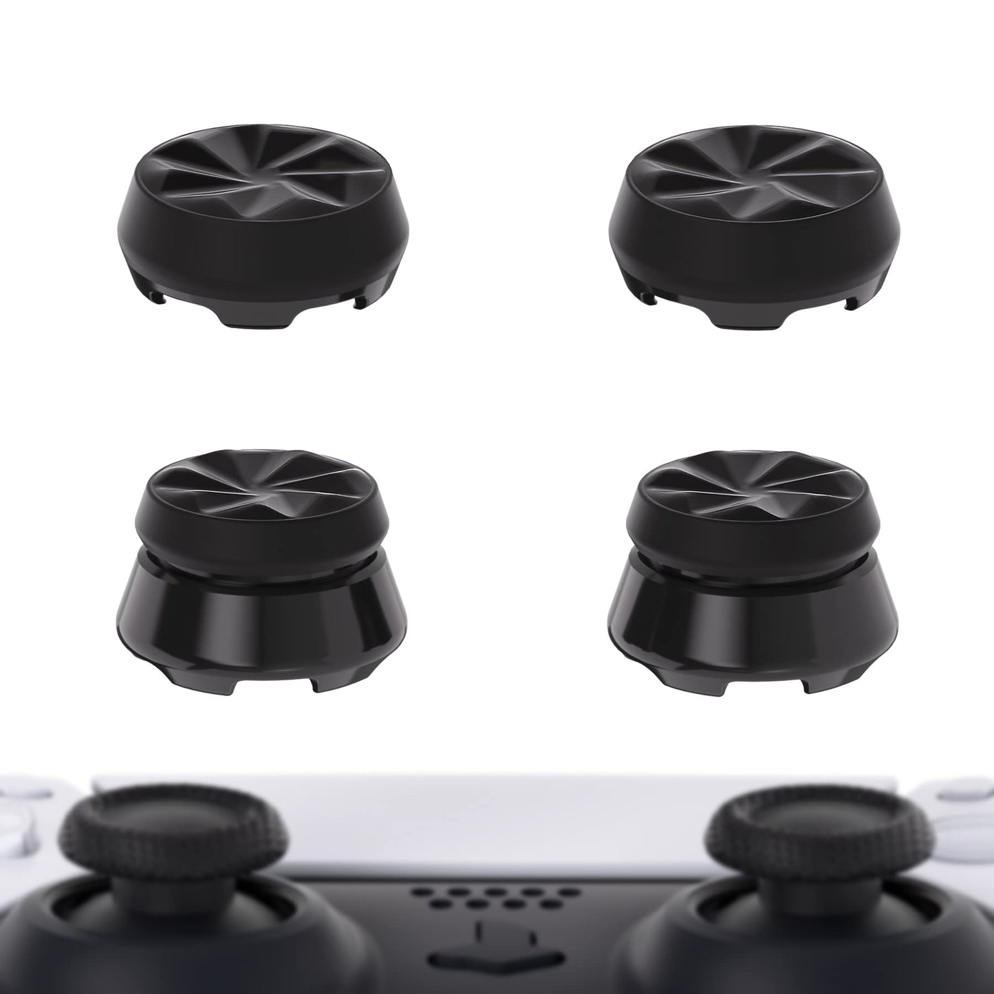 PlayVital FPS Thumbstick Extenders for PS5 Controller, 2 High + 2 Mid Concave Thumb Grips, Thumbs Pro Hurricane Joystick Caps fo