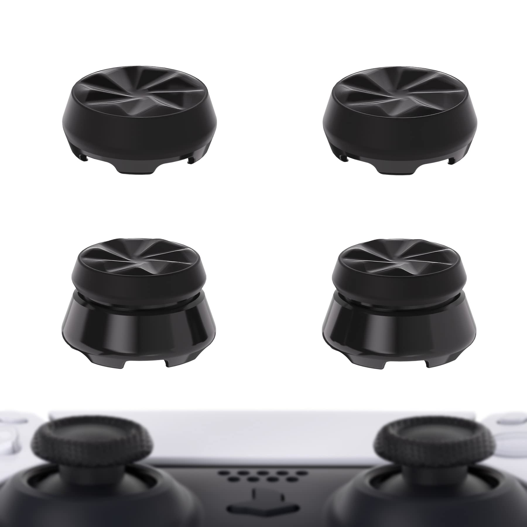 PlayVital FPS Thumbstick Extenders for PS5 Controller, 2 High + 2 Mid Concave Thumb Grips, Thumbs Pro Hurricane Joystick Caps fo