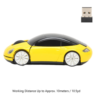 ASHATA Wireless Gaming Mouse, 2.4GHz Car Shape, USB Receiver, Plastic, Yellow-2, Model: ASHATArm9gs3exi1552