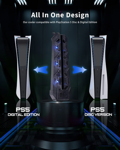 Anspect PS5 Cooling Fan - High Efficiency 7000RPM, Air Balance Blade, USB3.0 Hubs, Compatible with PS5 Console (Not for Slim/Pro)