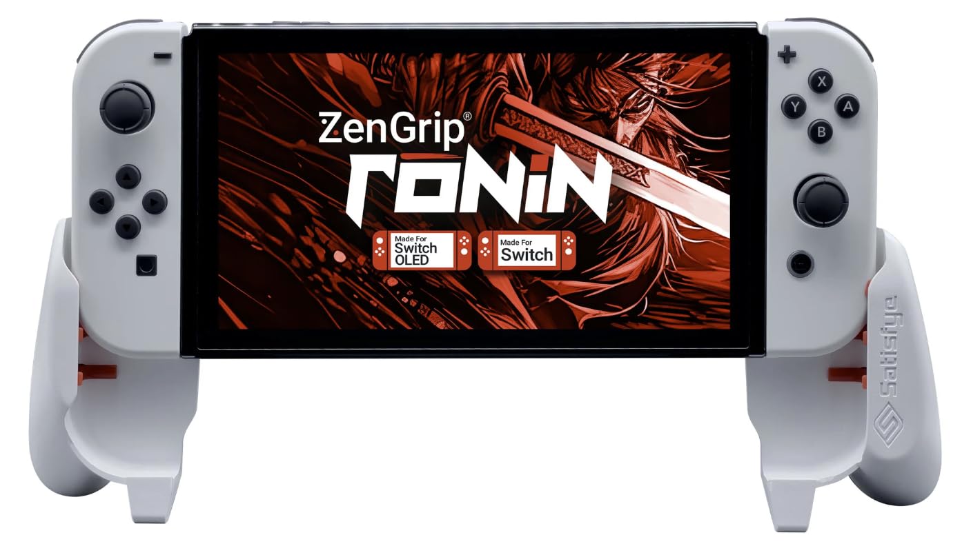 Satisfye ZenGrip Ronin White Dockable Switch Grip - Ergonomic & Comfortable Joy-Con Controller Accessory