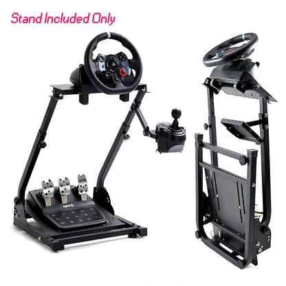 Minneer Foldable Racing Wheel Stand for Logitech/Thrustmaster/Fanatec - 1H Size, Black - Compatible with G29/G920/G923/G27/G25/T80/T