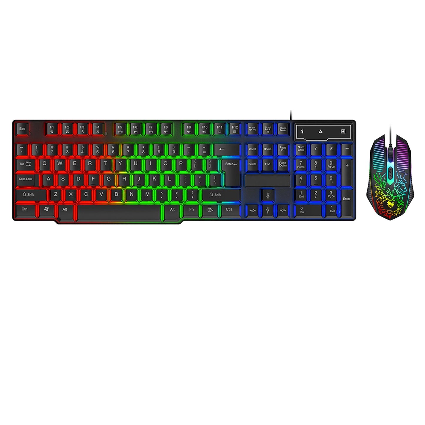 Guiheng 4-in-1 Gaming Keyboard, Mouse, Mouse Pad & Headset Set - Wired LED Rainbow Backlight for PC, Xbox, PS4 - Black