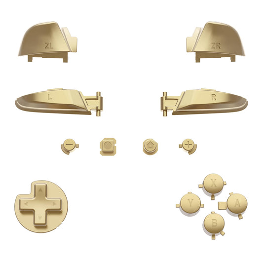 eXtremeRate Metallic Champagne Gold Repair ABXY D-pad ZR ZL L R Keys for Nintendo Switch Pro Controller  DIY Replacement Full Set Buttons for Nintendo Switch Pro Controller - Controller NOT Included