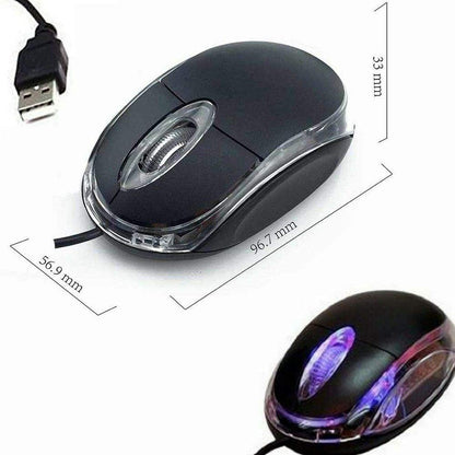 ANRANK UM2030AK Black USB Optical Mouse, 3-Button with Scroll Wheel, LED Light for PC/Laptop