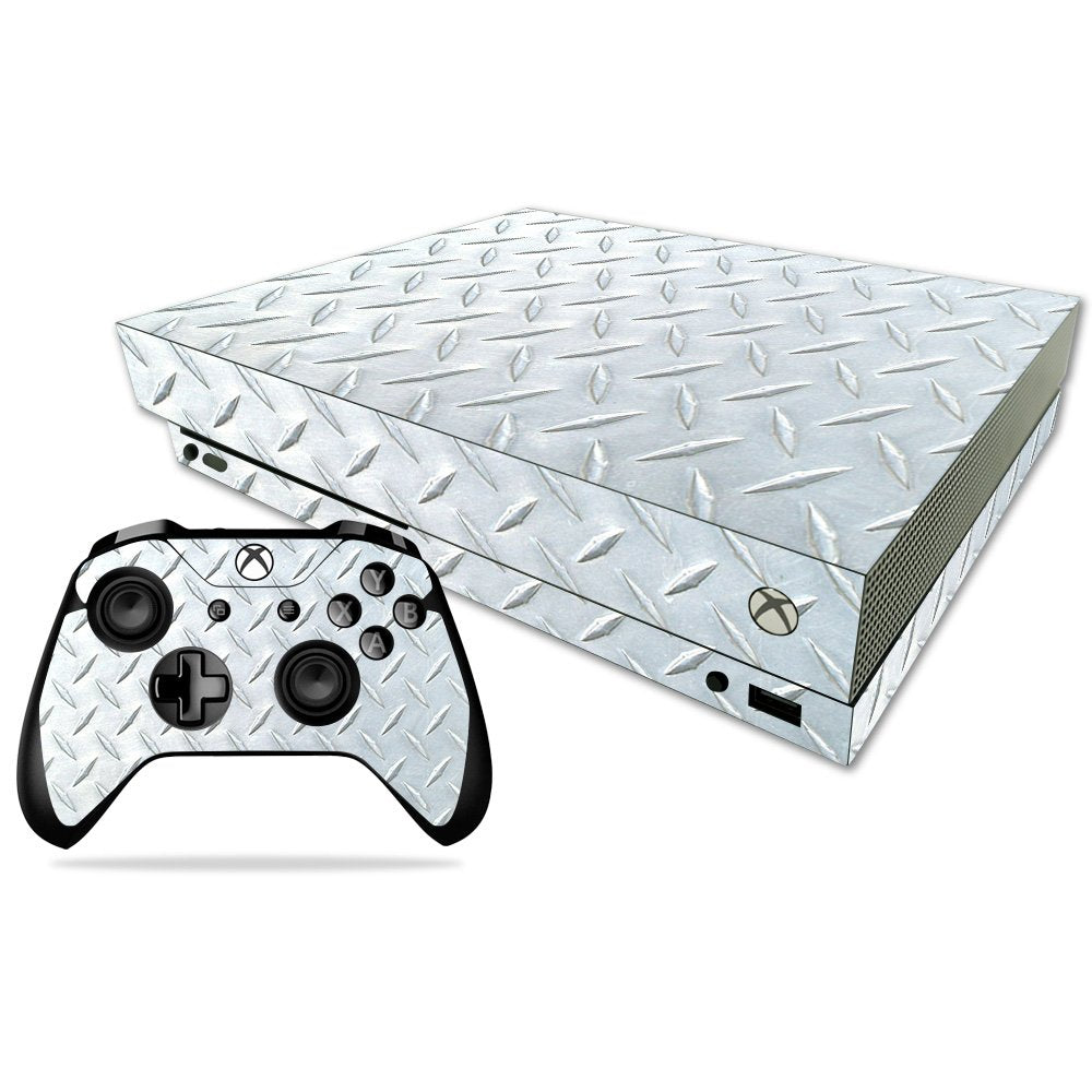 MIGHTY SKINS Xbox One X Skin - Diamond Plate Vinyl Decal Wrap, Durable & Easy to Apply, Model MIXBONXCMB-Diamond Plate