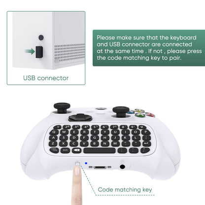FASTSNAIL Wireless Keyboard Controller for Xbox Series X/S - Ergonomic USB QWERTY Chatpad with Audio Jack - White, Model XSX24-2