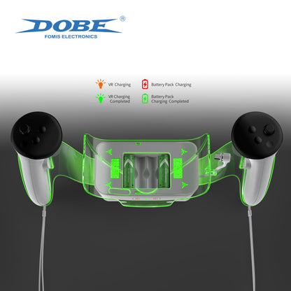 DOBE Charging Kit for Quest2/Quest3/Quest3S VR Headset - Fast 5V 3A Charging, Two 2000mAh Rechargeable Batteries, Model TY-386