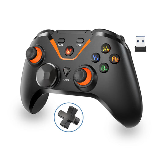 VJANW Wireless Gaming Controller for PC - Bluetooth, Wired, 6-Axis Motion, 2-Motor Vibration, Ergonomic, Black, Model G10