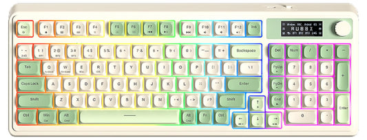 AULA S99 Pro Wireless Keyboard  Display Screen & Media Knob  Tri-Mode Bluetooth/2.4G/USB-C RGB Creamy Gaming Keyboard with Number Pad Macro Keys  Custom Computer Keyboards for Laptop PC Gamer - Green