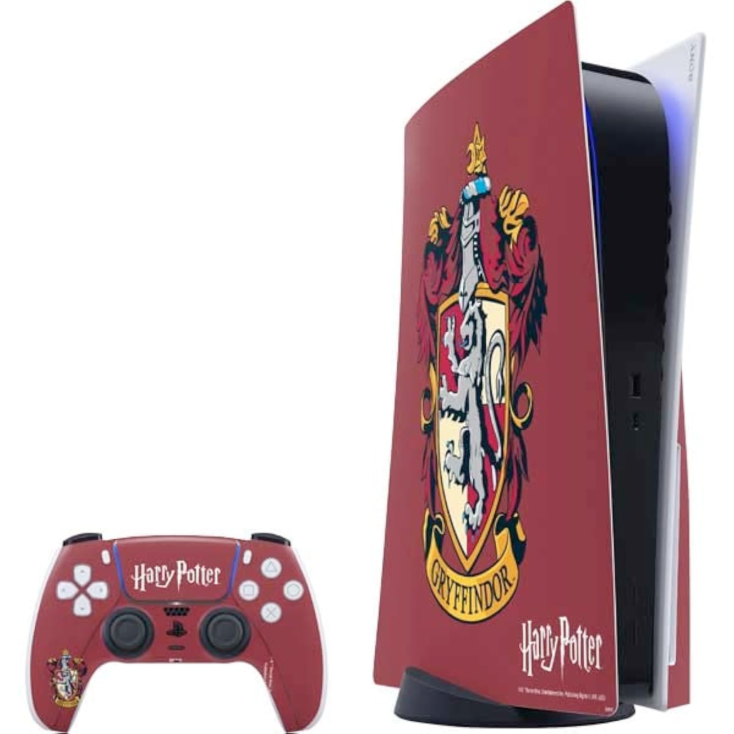 Skinit Decal Gaming Skin Compatible with PS5 Bundle - Officially Licensed Wizarding World Harry Potter Gryffindor House Crest Design