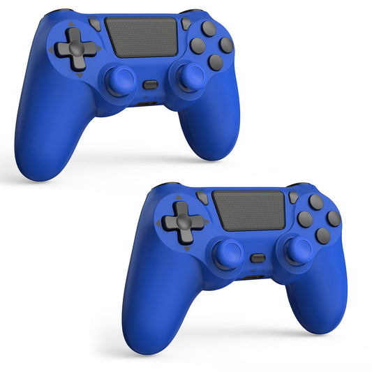 SHINXIN Wireless Controller for PS4/PC - Dual Vibration, 3.5mm Audio, Type-C Port, 2-Pack - Blue + Blue