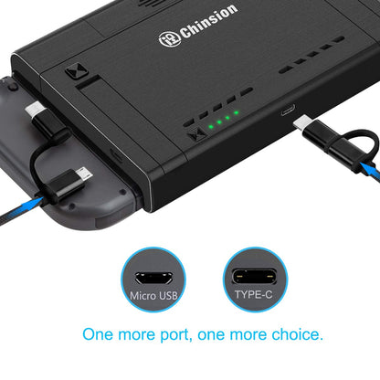 ID CHINSION 10000mAh Battery Pack for Nintendo Switch & OLED, Portable Charger Case, Black, Model CP-B-007