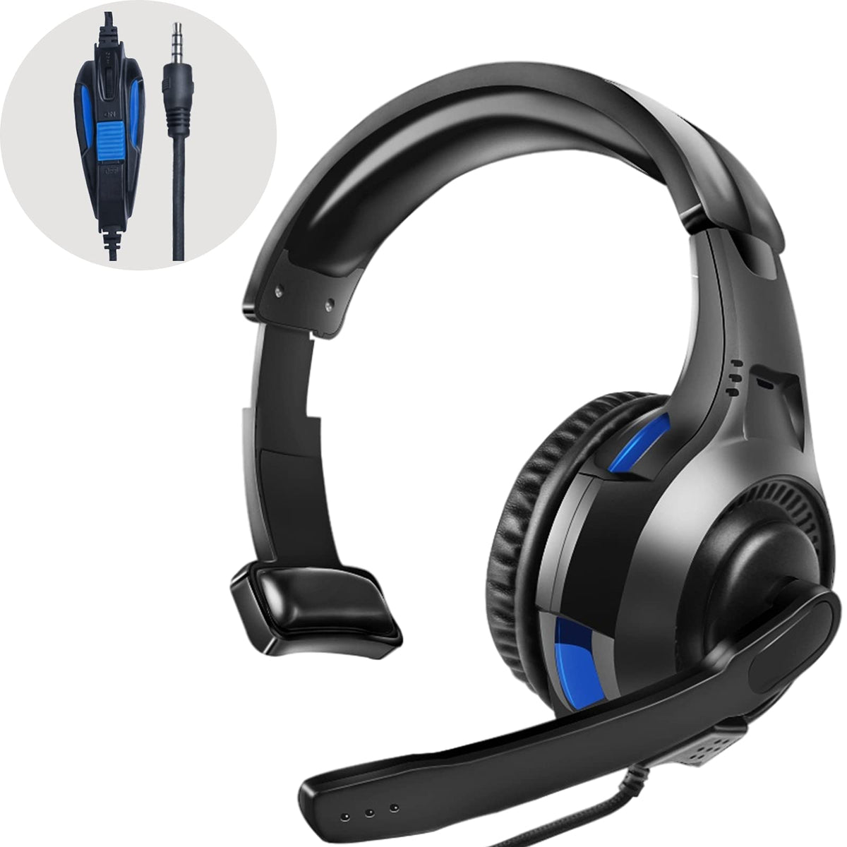 One Ear Gaming Headset for PS5/PS4/Xbox Series S/Xbox Series X  Wired Online Game Unilateral Headset  50mm Drivers|Detachable Mic|3.5mm Headphone Jack for Switch Lite  Xbox One  Laptop/Phone