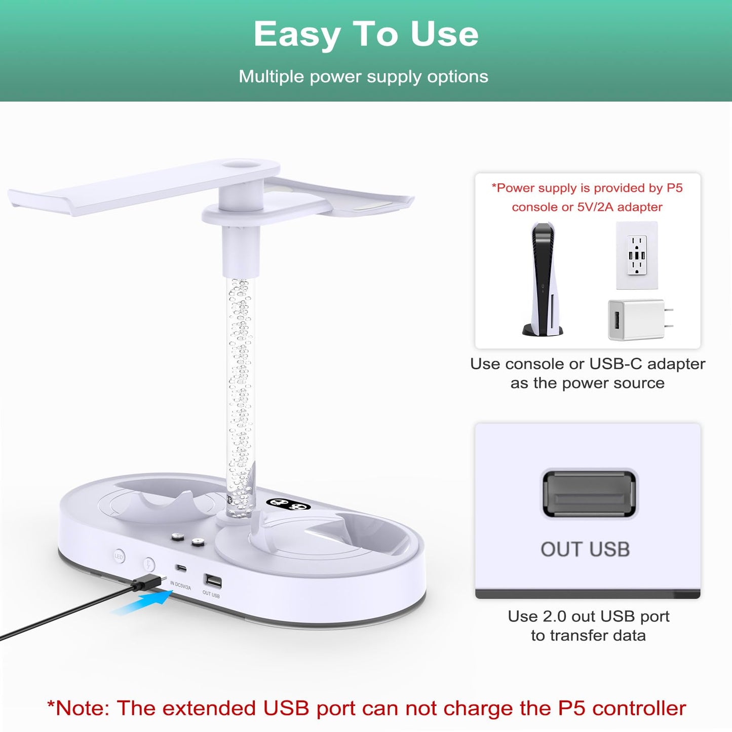 FASTSNAIL PS VR2 Charging Stand - Multifunction Vertical Dock with RGB Light Modes, Medium Size, for PlayStation VR2 Accessories