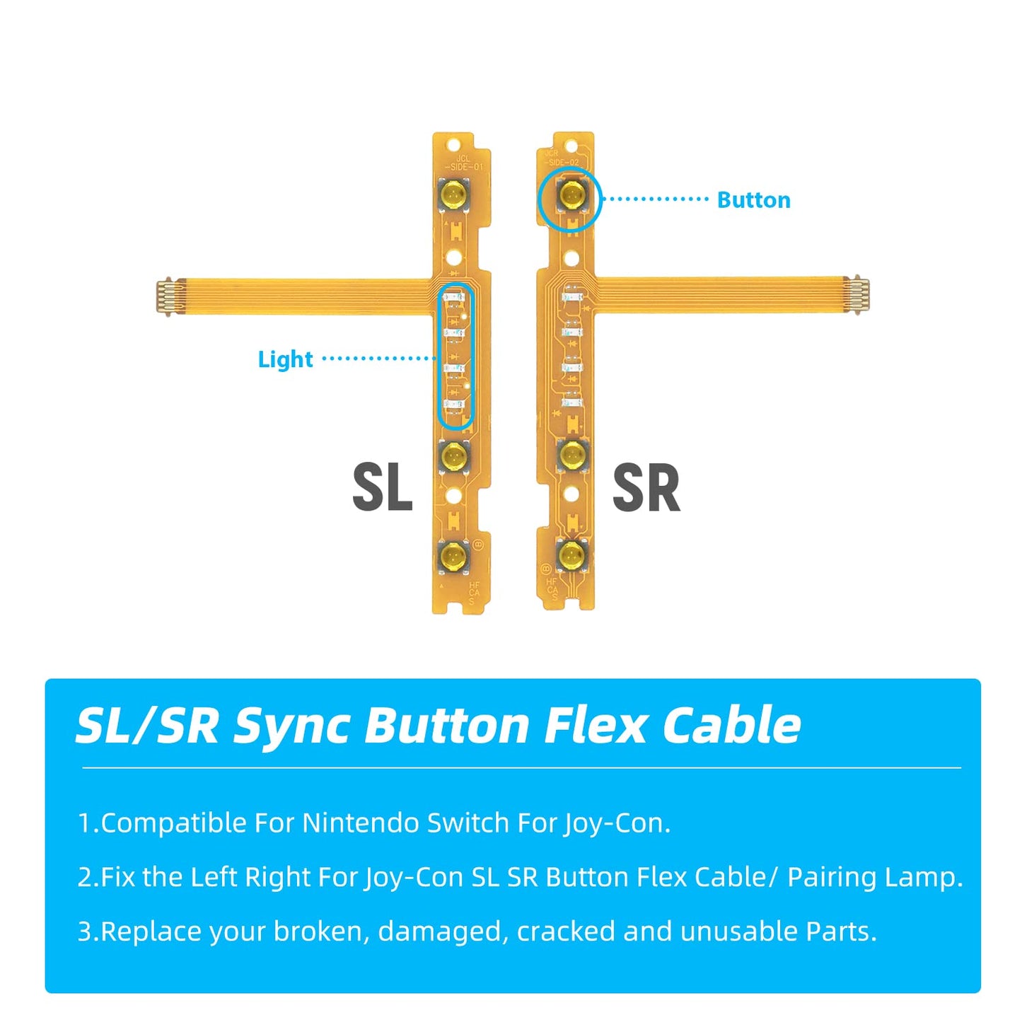 Mcbazel SL SR Sync Button Ribbon Flex Cable Set for NS Joy-Con Controller Repair - Black, Model 3a498213