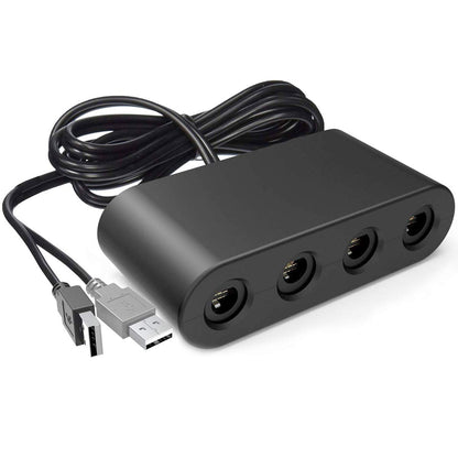 CLOUDREAM Gamecube Controller Adapter for Nintendo Switch/Wii U, Black, HS-WU025, Turbo & Vibration Support, 180cm USB Cable