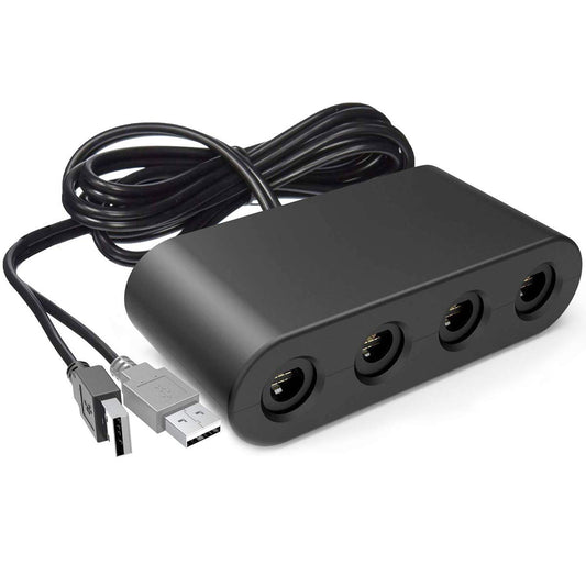 CLOUDREAM Gamecube Controller Adapter for Nintendo Switch/Wii U, Black, HS-WU025, Turbo & Vibration Support, 180cm USB Cable