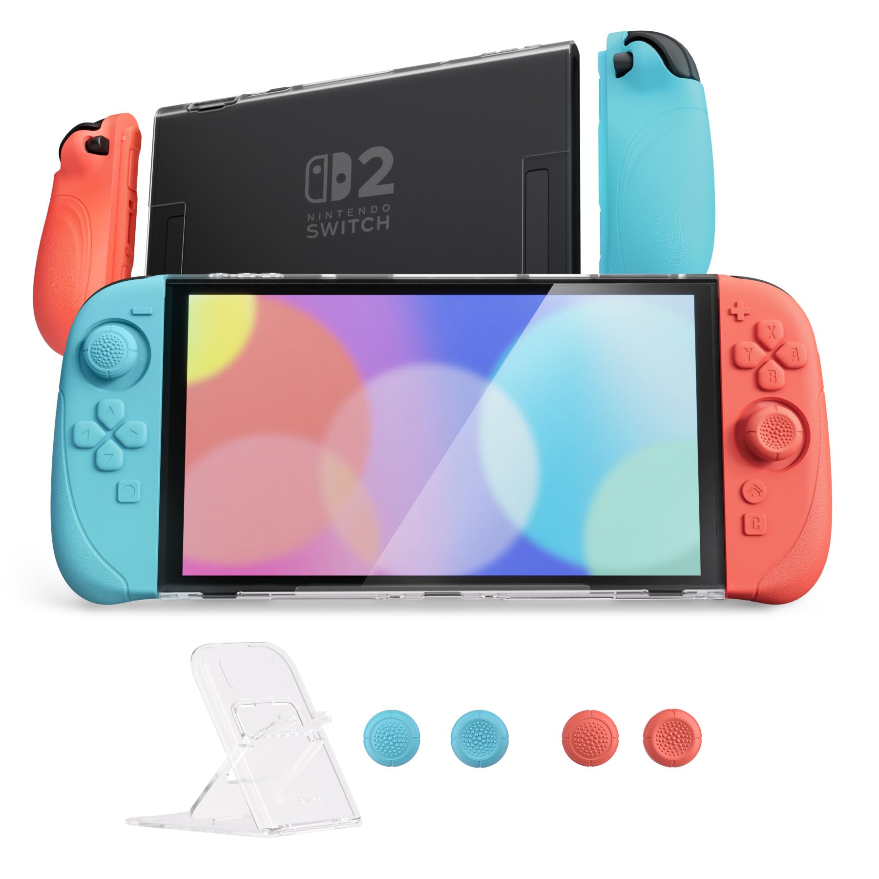 PlayVital Ranger Case for Nintendo Switch 2 - Ergonomic Silicone Grips, Dockable Hard Shell, Blue & Orange