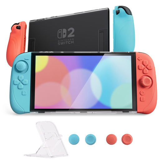 PlayVital Ranger Case for Nintendo Switch 2 - Ergonomic Silicone Grips, Dockable Hard Shell, Blue & Orange