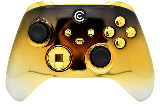 Custom Controllerzz Wireless Controller - Xbox Series X/S, Xbox One, PC - Gold Fade & Gold Chrome Inserts