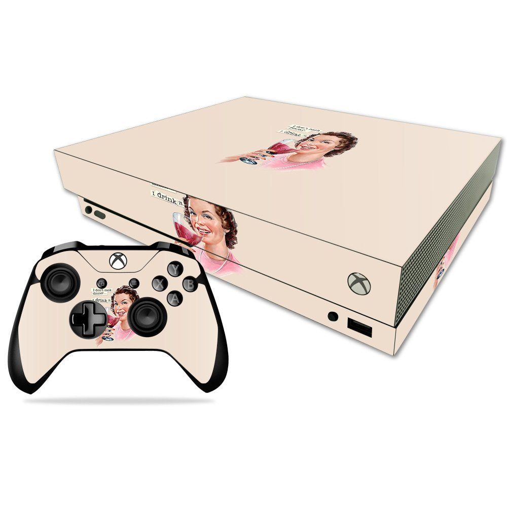 MightySkins Skin Compatible with Microsoft Xbox One X - Wine Cook | Protective  Durable  and Unique Vinyl Decal wrap Cover | Easy to Apply  Remove  and Change Styles | Made in The USA