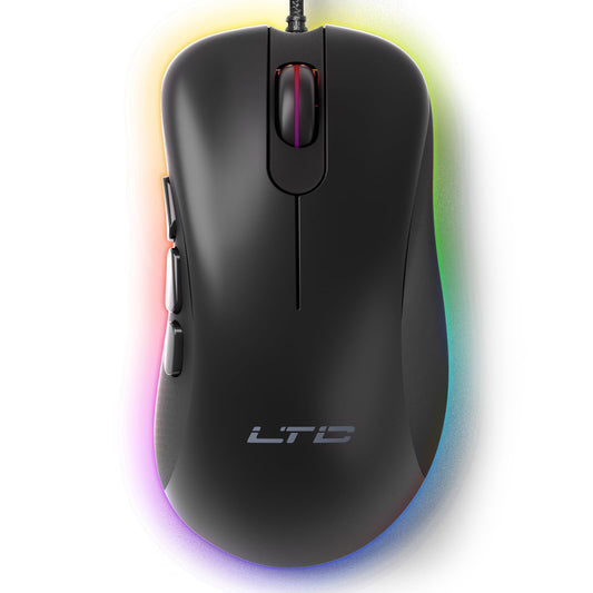 LTC GM-031 Wired Gaming Mouse  7200 DPI Adjustable  6 Programmable Macro Buttons  4 RGB Backlit Mode  Ergonomic Shape  Software Support for Customization  Black