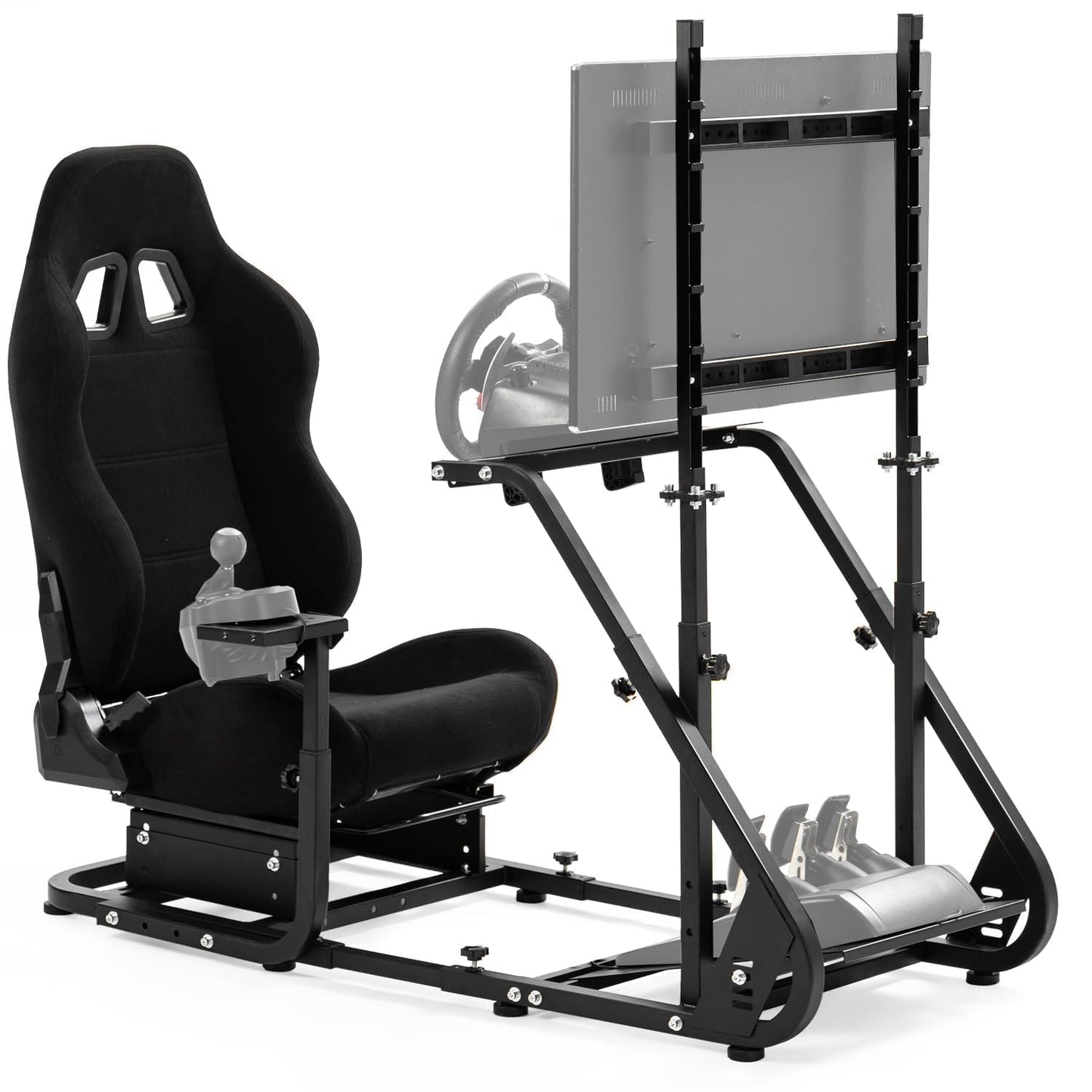 Dardoo G923 Racing Simulator Cockpit with Monitor Mount and Black Seat Adjustable Fits for Logitech G29 G920/Thrustmaster T300  Without Shifter  Wheel  Pedals and Display