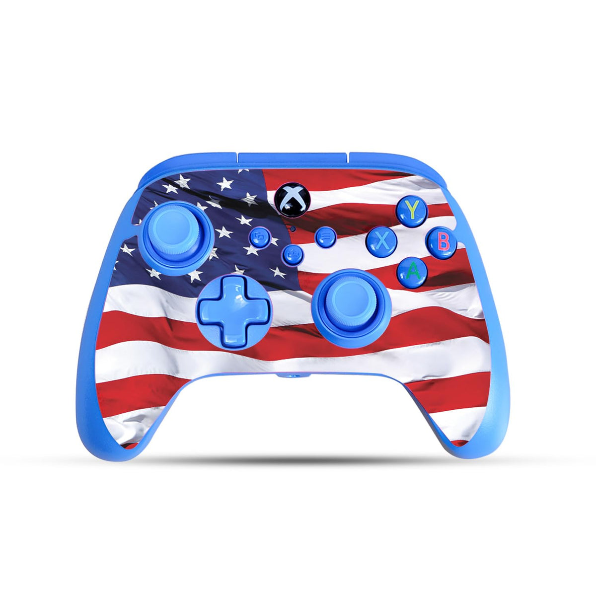 Gaming Skin Compatible with PowerA Xbox Series X|S Enhanced Wired Controller - American Flag - fine 3M Vinyl Protective Wrap Decal Cover - Easy to Apply | Crafted in The USA by MightySkins