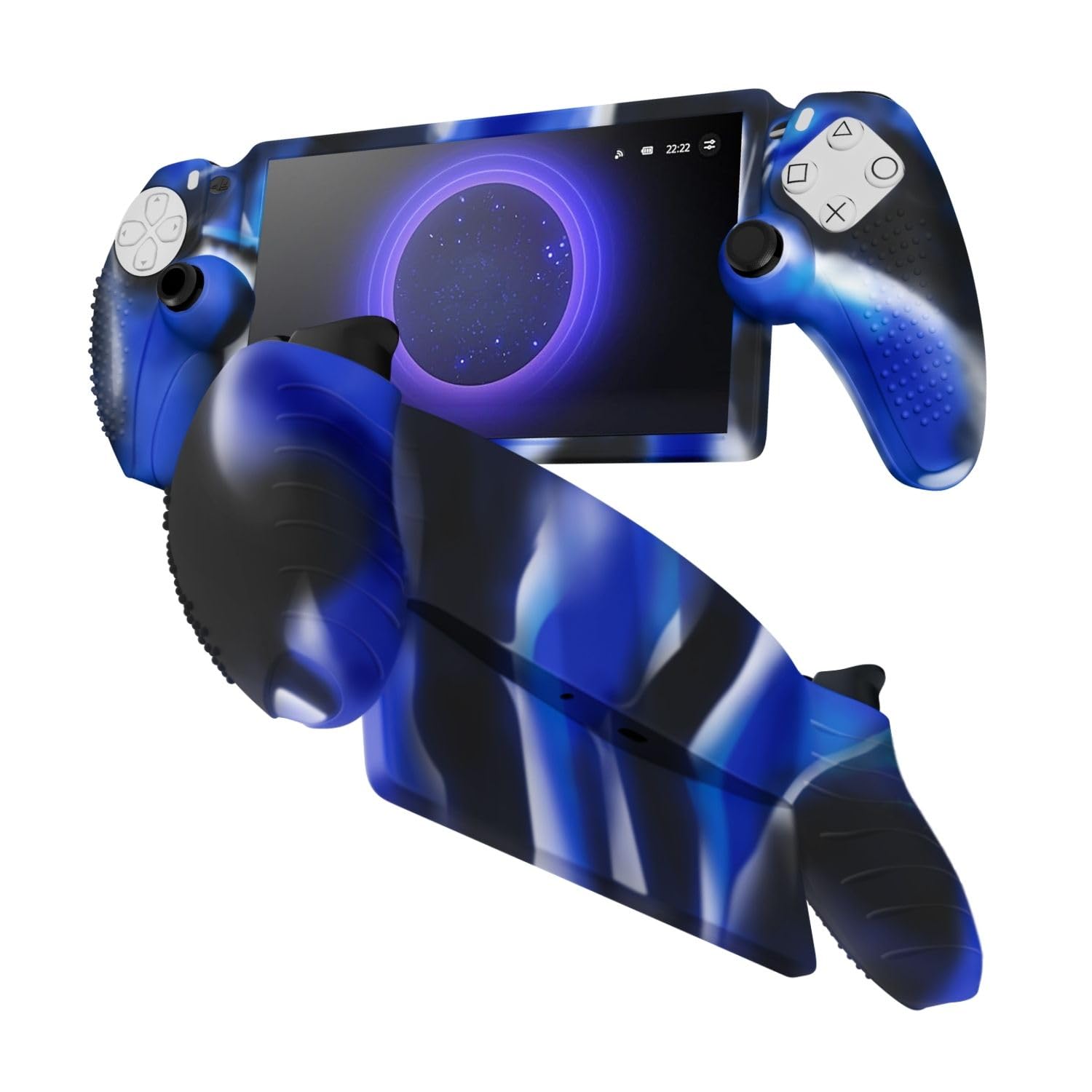 TNP Protective Silicone Cover Case for PlayStation Portal - Protector Skin Cover for PS Portal Shell with Anti-Slip  Shock-Absorption  Anti-Fingerprint  Scratch-Resistant  Camouflage Blue