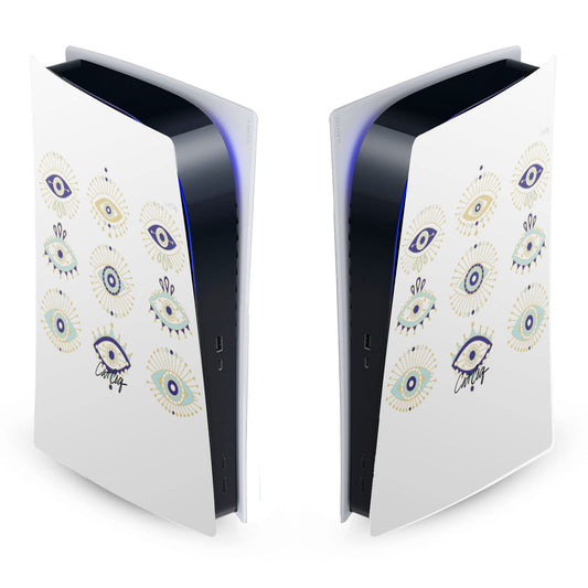 Head Case Designs Officially Licensed Cat Coquillette Blue Gold Art Mix Vinyl Faceplate Sticker Gaming Skin Decal Cover Compatible With Sony PlayStation 5 PS5 Digital Edition Console