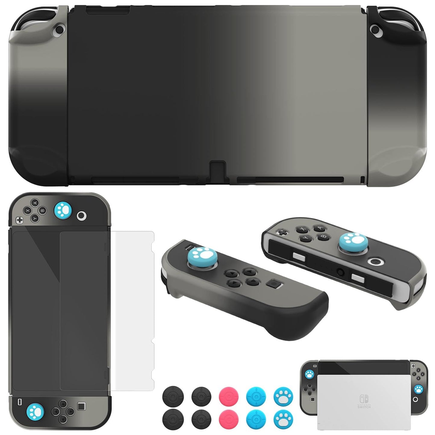 COMCOOL Dockable Case for Nintendo Switch Oled - [9 FT Military Grade Drop Protection] [with Tempered Glass Screen Protector] Protective Cover for Nintendo Switch Oled - Black Offwhite