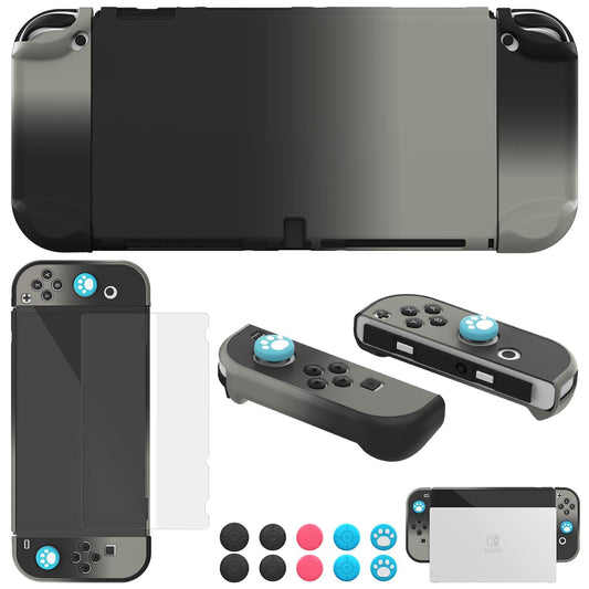 COMCOOL Dockable Case for Nintendo Switch Oled - [9 FT Military Grade Drop Protection] [with Tempered Glass Screen Protector] Protective Cover for Nintendo Switch Oled - Black Offwhite